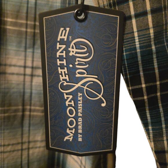 NWT Moon Shine Spirit Brad Paisely L Regular Fit Western Pearl Snap Rockabilly - Picture 6 of 10